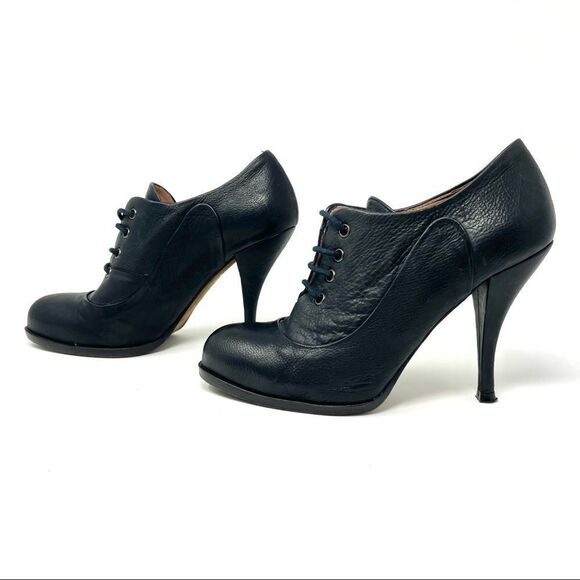 PURA Lopez Black Leather Heeled Oxfords Size 38 Made in Spain (like Chie Mihara) - Picture 10 of 10